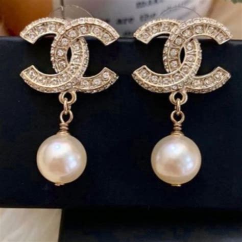 chanel earrings pearl dangling|chanel pearl drop earrings price.